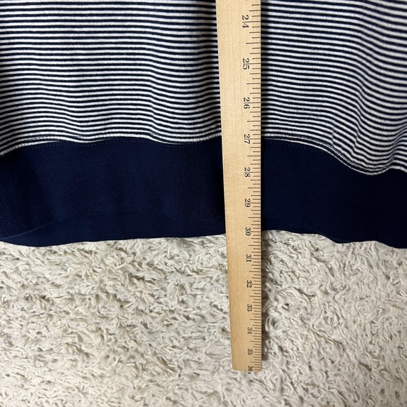 Chaps 1/4 Zip Pullover Sweater Mens 2XL Blue White Striped Golf Business Preppy - Picture 3 of 10